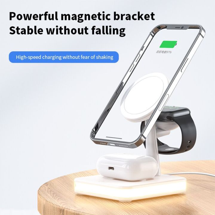 HOCE%2015W%204%20in%201%20Magnetic%20Wireless%20Chager%20For%20Magsafe%20iPhone%2012%2013%2014%2015%20Pro%20iWatch%20Airpods%20Pro%202%20Magnetic%20Fast%20Charging%20Station%20Dock%20Stand%20LED%20Touch%20Light%20Charger%20Stand%20on%20Desk%20-%20Image%205