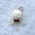 Boutonniere Lapel Pins Wedding Corsage Suit Buttonhole Silk Roses Gold Leaves Men Women Brooch Flowers Mariage Accessories. 