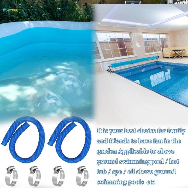 2Pcs Swimming Pool Replacement Hoses. Durable Blue 39 inch Lightweight Leakproof .Flexible ground Pool Filter Replacement Hose. for 530 GPH