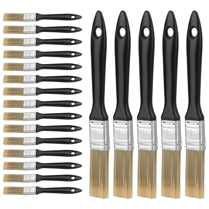 20 Pieces 1 Inch Paint Brushes Home Repair Flat Paint Brush Tools with Handled Plastic Handles, for DIY Painting, Home