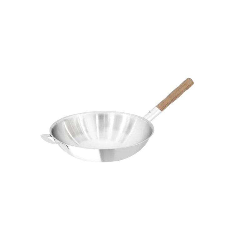 Zebra Stainless Steel 30cm Vitalux 3 PLY Wok, Wood Handle Without Lid – 176390