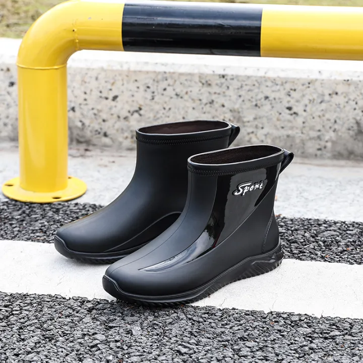Trendy%20British%20Rain%20Boots%20Men's%20Short%20Tube%20New%20Waterproof%20Shoes%20Fashion%20Flat%20Platform%20Non-Slip%20Rain%20Boots%20Lightweight%20Outer%20Wear%20Work%20-%20Image%202