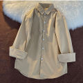 women's fashion all-match pocket linen shirt.