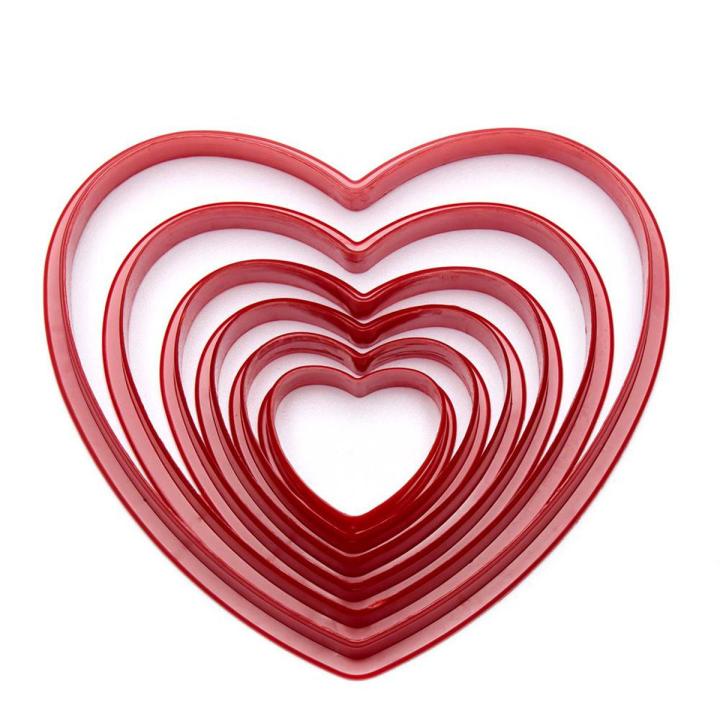 6pcs/set Heart Shaped Plastic Cake Mold Cookie Cutter Biscuit