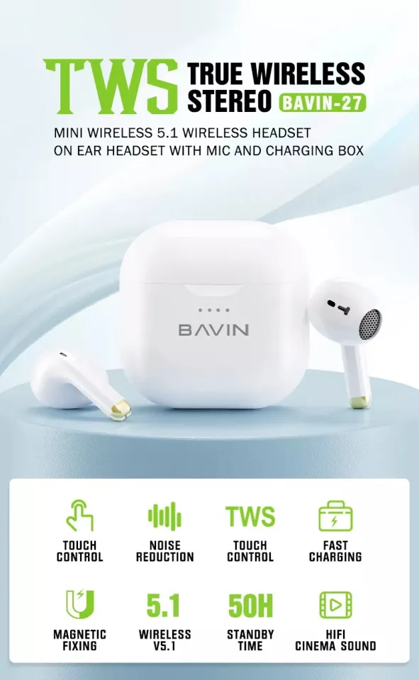 Hot deal】 BAVIN BA27 TWS Earphone HiFi Sound Stereo Control