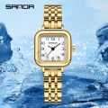 SANDA Women's Watch Luxury Square Pointer Quartz Watch WR Fashion Analog Stainless Steel Wrist Watch.