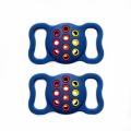 2 PCS Contrast Color Perforated Pet Collar Silicone Cover for AirTag.