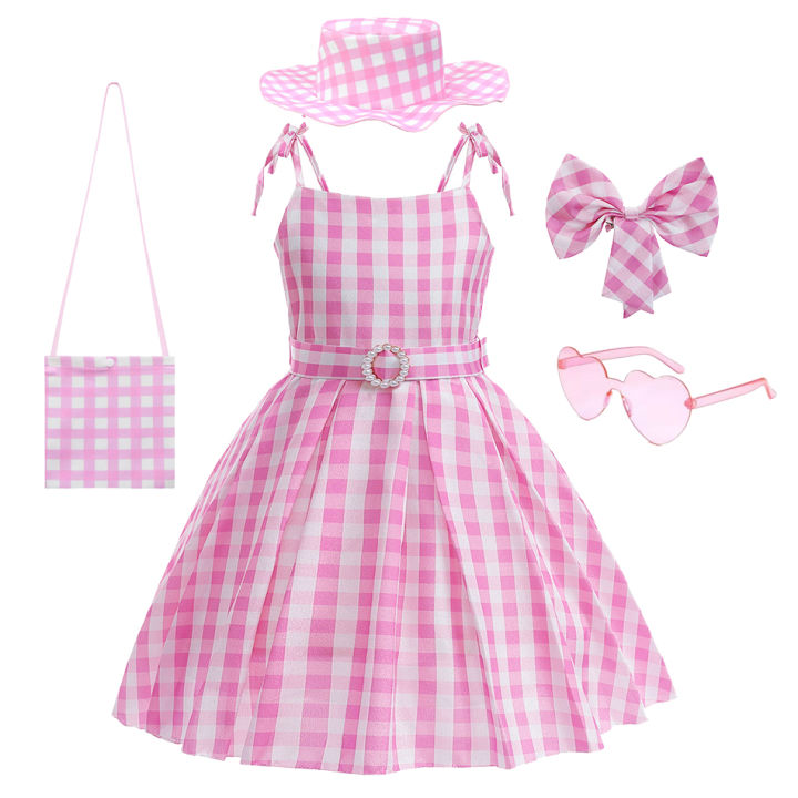 Girls%20New%20Movie%20Barbi%20Costume%20Margot%20Robbie%20Barbe%20Pink%20Top+Trousers%20Kids%20Halloween%20Cospaly%20Children%20Clothes%20-%20Image%207
