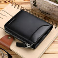 Avro Premium Half Zipper And Card Pocket Black Wallet For Men Genuine Buffalo Leather Money Bag For Men. 