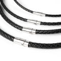 Nabest Custom Size Wholesale Bulk Simple 3/4/5/6mm Thin Black Necklace Leather Necklace For Men Cord Chain Necklace. 