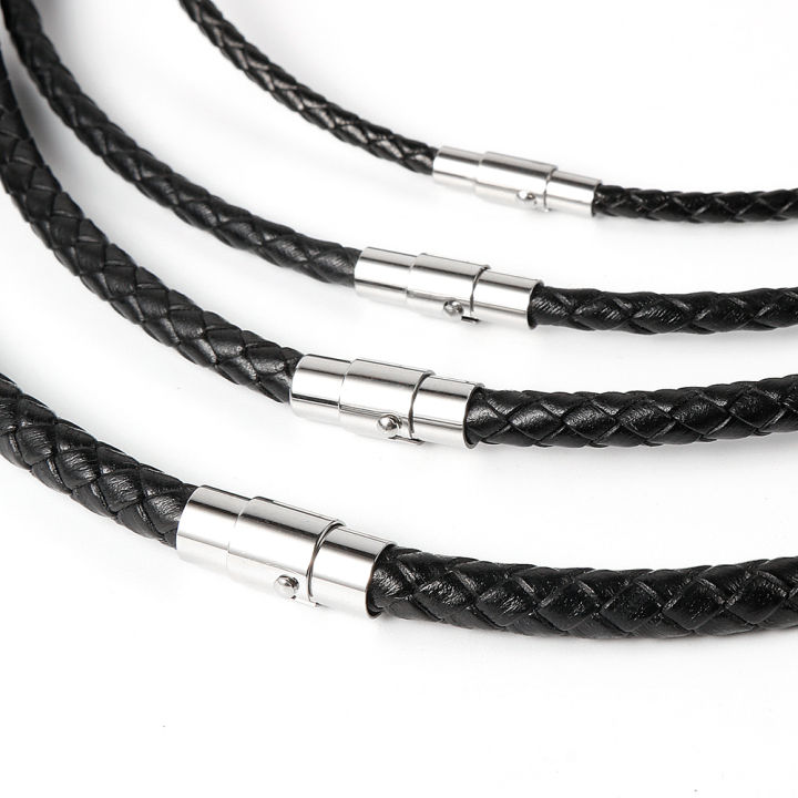 Nabest%20Custom%20Size%20Wholesale%20Bulk%20Simple%203/4/5/6mm%20Thin%20Black%20Necklace%20Leather%20Necklace%20For%20Men%20Cord%20Chain%20Necklace%20-%20Image%202