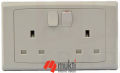 MK Made in Singapore SLIMLINE PLUS 13A 3 Pin Flat Dual Outlet 2 Gang Socket with Switch Three 3Pin.