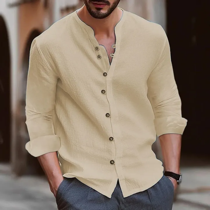 men's%20cotton%20linen%20shirt%20loose%20comfortable%20casual%20linen%20young%20men%20stand%20collar%20solid%20color%20shirt%20-%20Image%203