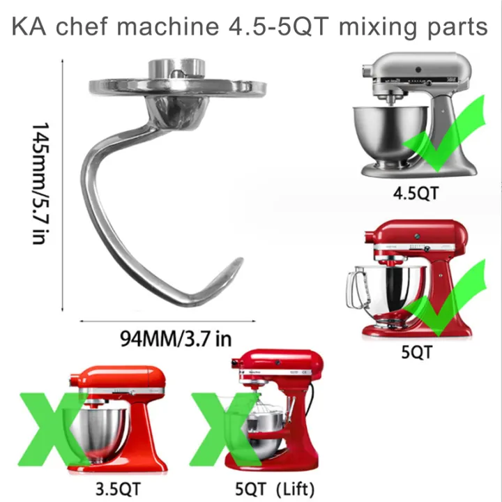Stainless%20Steel%20Dough%20Hook%20Attachment%20for%204.5-5%20Quart%20Tilt%20Stand%20Mixer,%20Replacement%20Parts%20Bread%20Hooks%20-%20Image%202