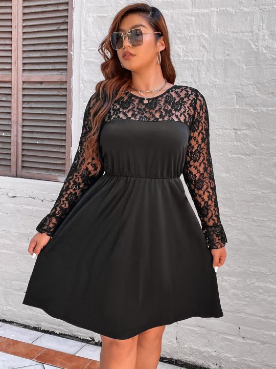Women Plus Size 4XL Lace Long Sleeves Midi Evening Party Dresses Fashion  Elegant Birthday Formal Dress 2022 Autumn Clothing | Daraz.com.bd