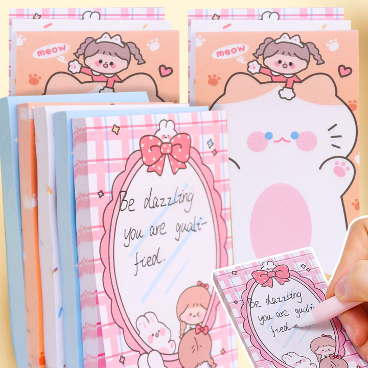 80Pcs/Book Cartoon Paper Sticky Notes Creative Notepad Memo Pads Office School Stationery Adhesive Stickers for Students