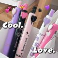 5pcs/box Black Pink Press Gel Pen Business Signature Pen Sweet Love Button 0.5mm Ballpoint Black Color Ink for Writing School Shapewear. 