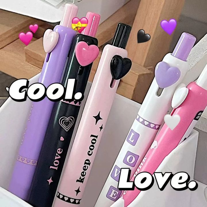 5pcs/box%20Black%20Pink%20Press%20Gel%20Pen%20Business%20Signature%20Pen%20Sweet%20Love%20Button%200.5mm%20Ballpoint%20Black%20Color%20Ink%20for%20Writing%20School%20Shapewear%20-%20Image%206