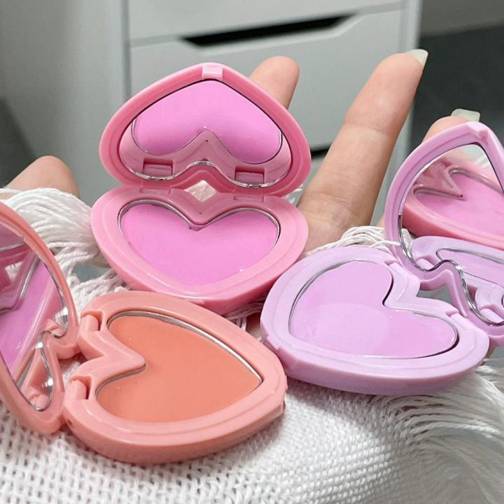 Purple Peach Cream Blush Makeup Palette Moisturizing Love Orange Cheek Colors Peach Tint 3 Pink Puff Shape Blush Blusher Wi R4C1