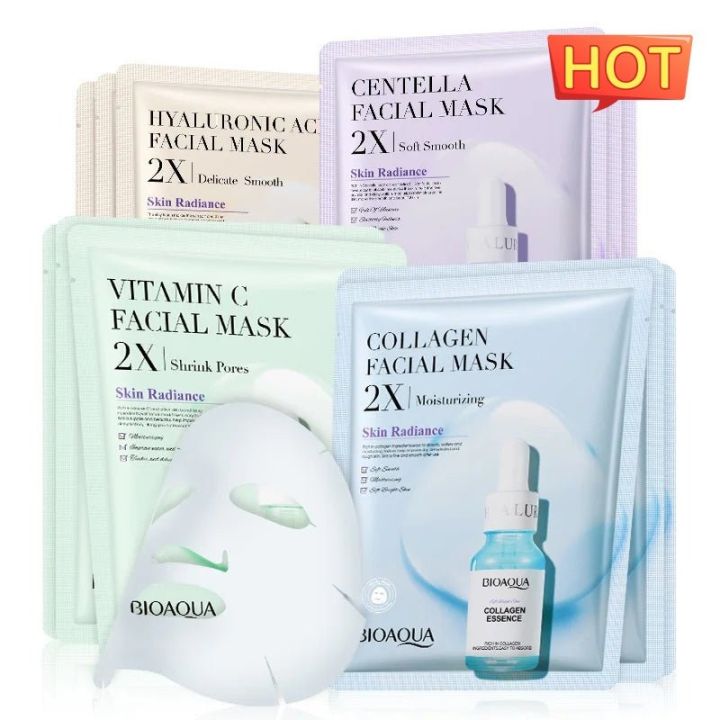 BIOAQUA Centella Collagen Face Mask | Hyaluronic Acid Moisturizing & Refreshing Facial Sheet Mask | Hydrating Skin Care for Soft, Glowing Skin 30g