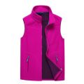 Men/Women Autumn/Winter Hiking Vest with ckets Outdoor Fleece Climbing Trekking Camping  Casual Top-women rose red. 