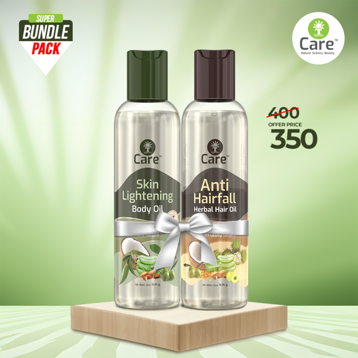 Ujjwala Care Herbal Wellness Bundle | Skin Lightening Body Oil & Anti Hair Fall Oil | 2 X 115ML