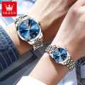 Olevs Luxury 9931 Trendy Korean Style Luminous Calendar with GiftBox Couple Watch. 
