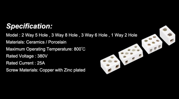 Ceramics Terminal Blocks 01 way, 2 way, 3way mpere High Temperature Ceramic Connector