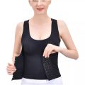 Women's 3-in-1 Waist Buttoned Bra Shapewear Tank Top – Adjustable Waist Trainer & Seamless Push-Up Compression Vest. 