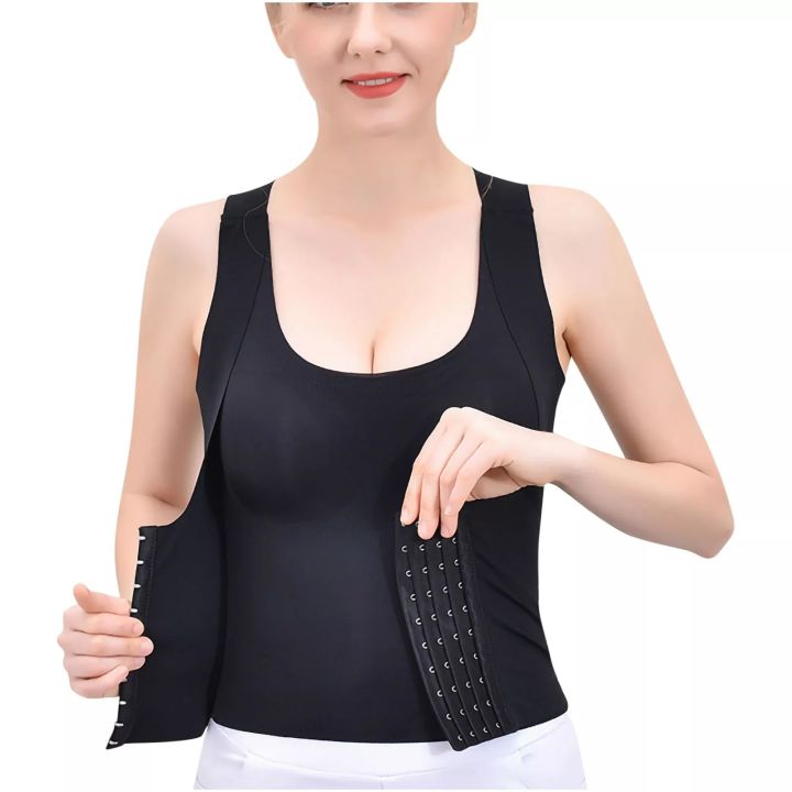 Women's%203-in-1%20Waist%20Buttoned%20Bra%20Shapewear%20Tank%20Top%20%E2%80%93%20Adjustable%20Waist%20Trainer%20&%20Seamless%20Push-Up%20Compression%20Vest%20-%20Image%204