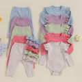 FOCUSNORM 0-18M Autumn Baby Girls Boys Clothes Sets 3pcs Solid Color Long Sleeve Ribbed Romper + Pants + Headband. 