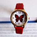 Elegant Women's Leather Watch with Lucky Beads and Butterfly Design.