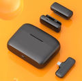 J13 Portable Noise-Canceling Lapel Mic Wireless Dual Microphone With Charging Case For content creators to make live audio videos support android, iphone and windows. 