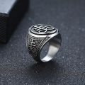 Leviathan Cross Rings, Men Signet Ring, Stainless Steel Lucifer Sigil Satanism Ring,Baphomet Brimstone Wiccan Jewelry.