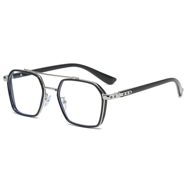 Anti-blue%20light%20William%20Chan%20same%20glasses%20frame%20men's%20double%20beam%20Iron%20Man%20flat%20mirror%20retro%20myopia%20glasses%20frame%20wholesale%20-%20Image%207