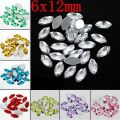 6*12mm 100PCS Colorful Flatback Horse Eye/Leaf Shape Acrylic Rhinestone Trim Crystals And Stones DIY Wedding Dress Strass Acrylic Stone For Wedding Dress Bags Garment. 