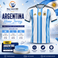 Argentina Style Home Football Jersey Combo Set with Free Silicone Bracelet for Men – Premium Quality Sports T-Shirt (M/L/XL). 