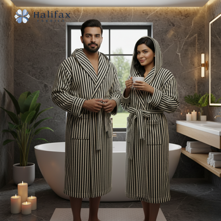 Luxury%20Cotton%20Bathrobes%20%E2%80%93%20100%25%20Terry%20Cotton%20%20Soft%20&%20Absorbent%20SPA%20&%20Home%20Robes%20with%20Hood,%20Belt%20&%20Pockets%20Striped%20Collection%20-%20Image%202