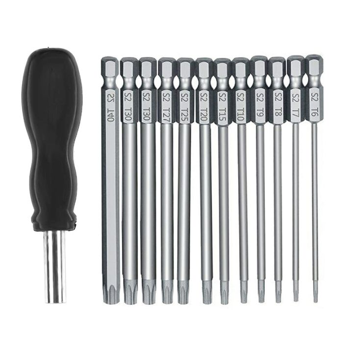 13Pcs%20100mm%20Torx%20Long%20Screwdriver%20Bits%20Set,%20Magnetic%20Torx%20Bit%20Set%20T6-T40,%201/4%20Inch%20Hex%20Shank%20Electric%20Screwdriver%20Tools%20-%20Image%202