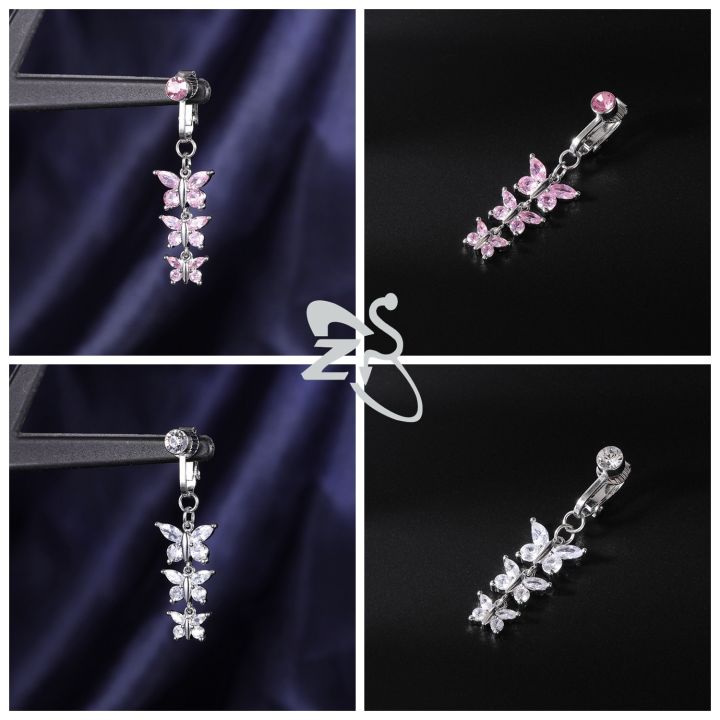 ZS%201%20Piece%20Non%20Piercing%20Stainless%20Steel%20Belly%20Button%20Ring%20Flower%20Butterfly%20Pendant%20Navel%20Rings%20faux%20Body%20Piercing%20Jewelry%20-%20Image%202