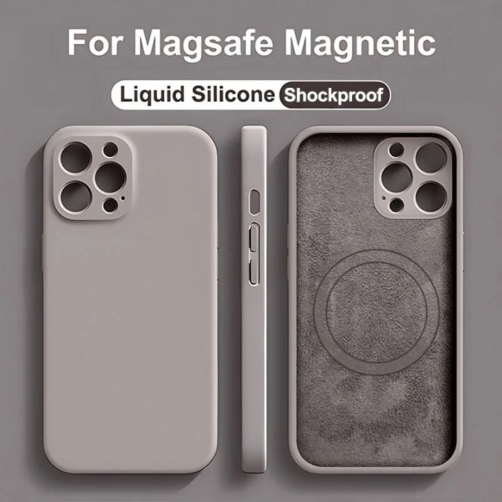 Luxury Liquid Silicone Magnetic Case For iPhone 11 13 12 14 15 Pro Max Plus  For Magsafe Case Wireless Charging Cover Accessories