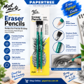 Mont Marte Signature Eraser Pencil Set 2 Pcs 7mm Wooden Body 4mm White Eraser for Drawing & Sketching.