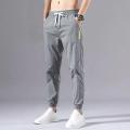 Ice Silk Pants Men's Summer Thin Section Trend Wild Loose Casual Pants Sports Pants Quick-drying Harlan Nine-point Pants.