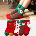 5pcs Students Baby Sock In The Tube Children's Sock Autumn Winter New Children's Socks Boys Girls Cartoon Red Christmas Socks. 