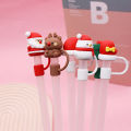 Christmas New Year Theme Cute Straw Dust Cap Dust Plug Detachable Doll Cute Straw Dust Cover Glass Stainless Steel Straw Cover-Cola Kids.