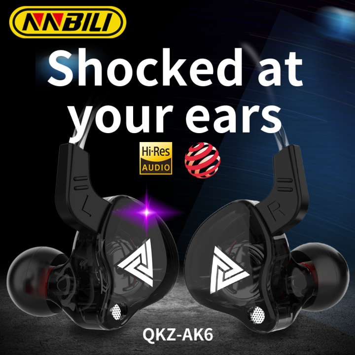 【Daily Deals】 NNBILI QKZ AK6 In Ear Earphone 6 Dynamic Driver Unit Headphone With Mic Stereo Sports HIFI Subwoofer Headset Earbuds