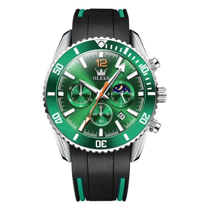 OLEVS 9916 Mens Watches Chronograph Waterproof Luminous Silicon Strap Multifunction Watches for Men Quartz Business Calendar Men Wrist Watch main image 0