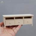 1:12 Dollhouse Furniture Mini TV Cabinet with Drawers TV Stand Unpainted for Accessory.