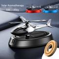 Solar Powered Rotation Helicopter Solar Aromatherapy Car Air Freshener Alloy+ABS Wooden Fragrance Auto Aroma Diffuser. 