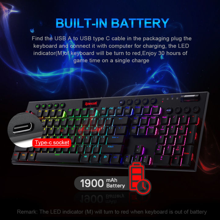 REDRAGON%20Horus%20K618%20RGB%20support%20Bluetooth%205.0%20wireless%20USB%202.4G%203%20mode%20Mechanical%20Gaming%20Keyboard%20104%20Keys%20for%20Compute%20PC%20Laptop%20-%20Image%203